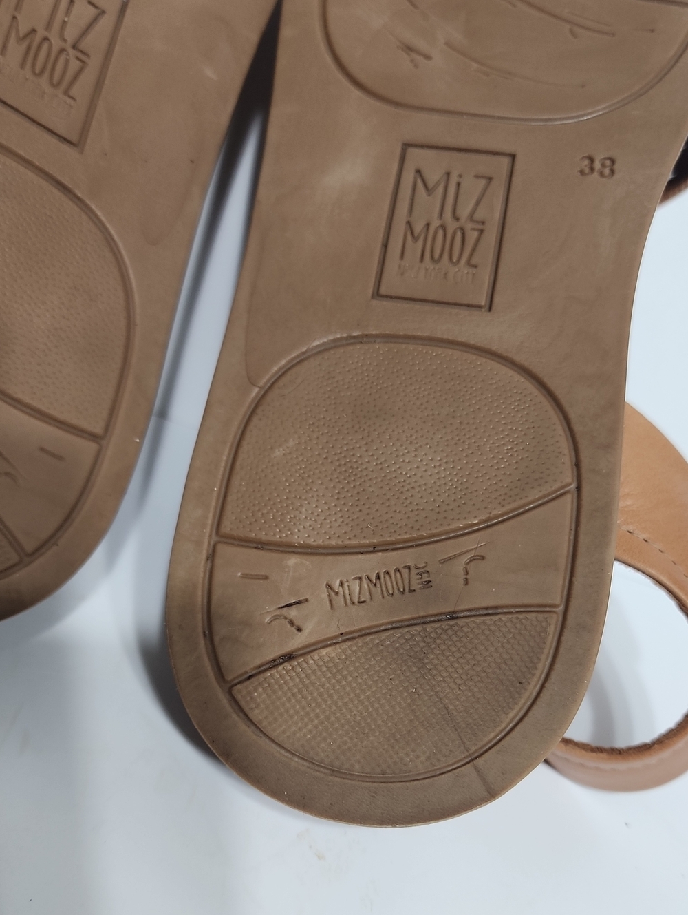 Miz Mooz Cognac Hazel Perforated Leather Strappy Sandals Size 38 - Picture 9 of 12